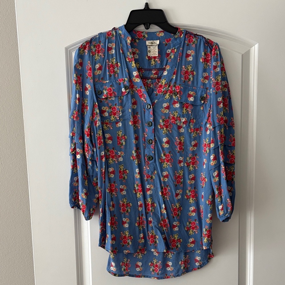 Matilda Jane Blue and Red Floral Blouse